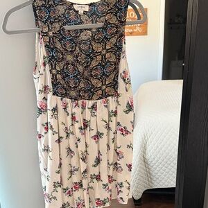 Umgee Floral Dress with Mix Match Patterns